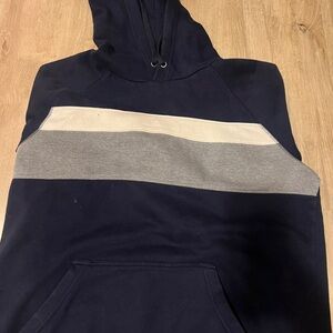 Good fellows Navy Blue Hoodie with Gray and Beige Stripe